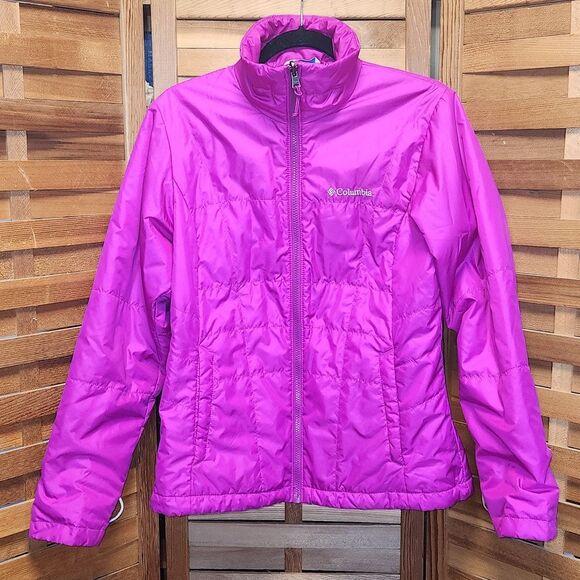 Columbia Interchange Dark Pink Insulated Jacket Women M Coat Polyester Nylon - Picture 1 of 10